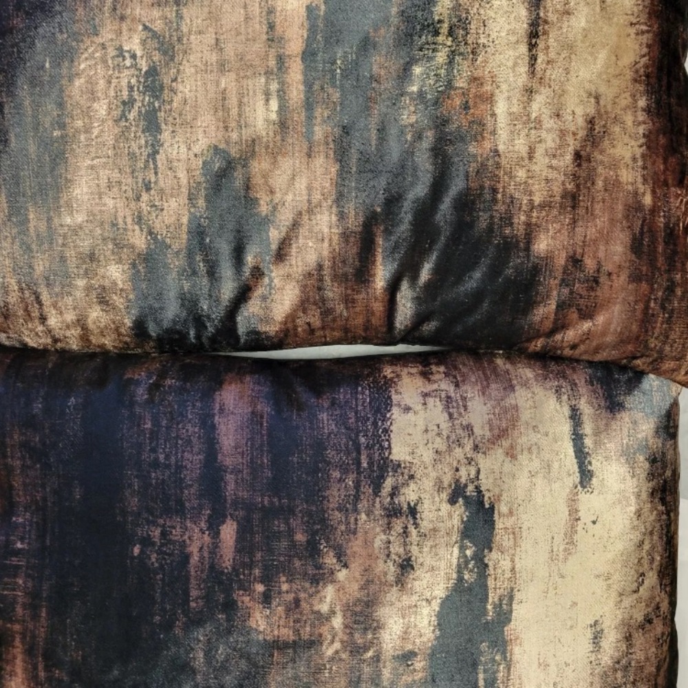 2ct Set CALDEIRA Decorative Throw Pillows Black Brown Marble 18x12 UK Luxury